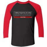 T-Shirts Vintage Black/Vintage Red / X-Small 3 Billion People Run On Java Men's Triblend 3/4 Sleeve