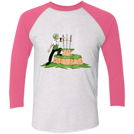 T-Shirts Heather White/Vintage Pink / X-Small 3 Swords in the Stone Triblend 3/4 Sleeve