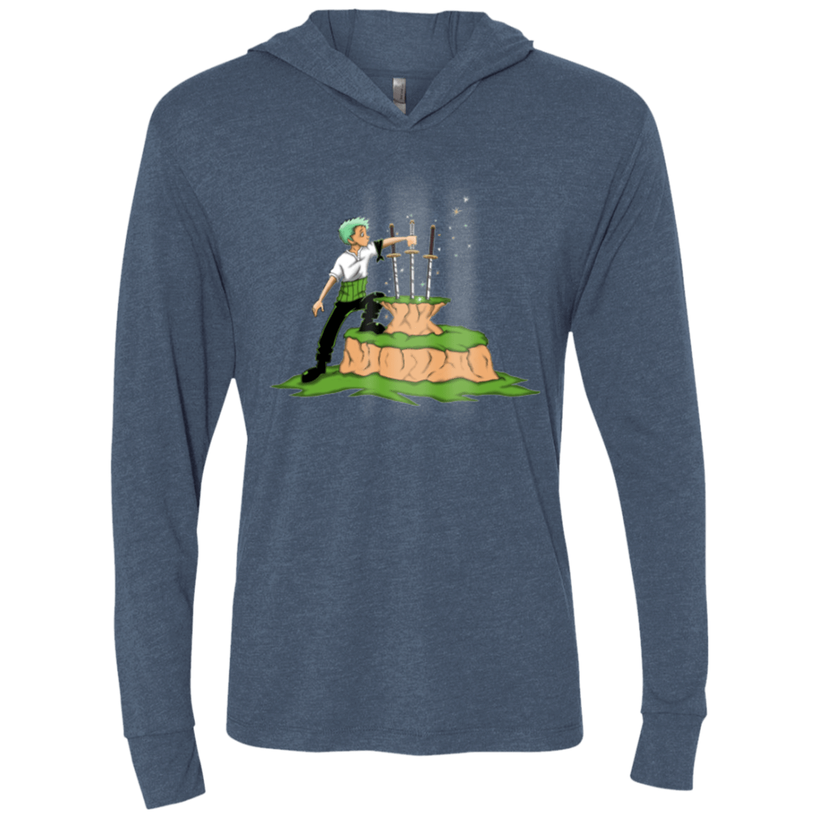 T-Shirts Indigo / X-Small 3 Swords in the Stone Triblend Long Sleeve Hoodie Tee