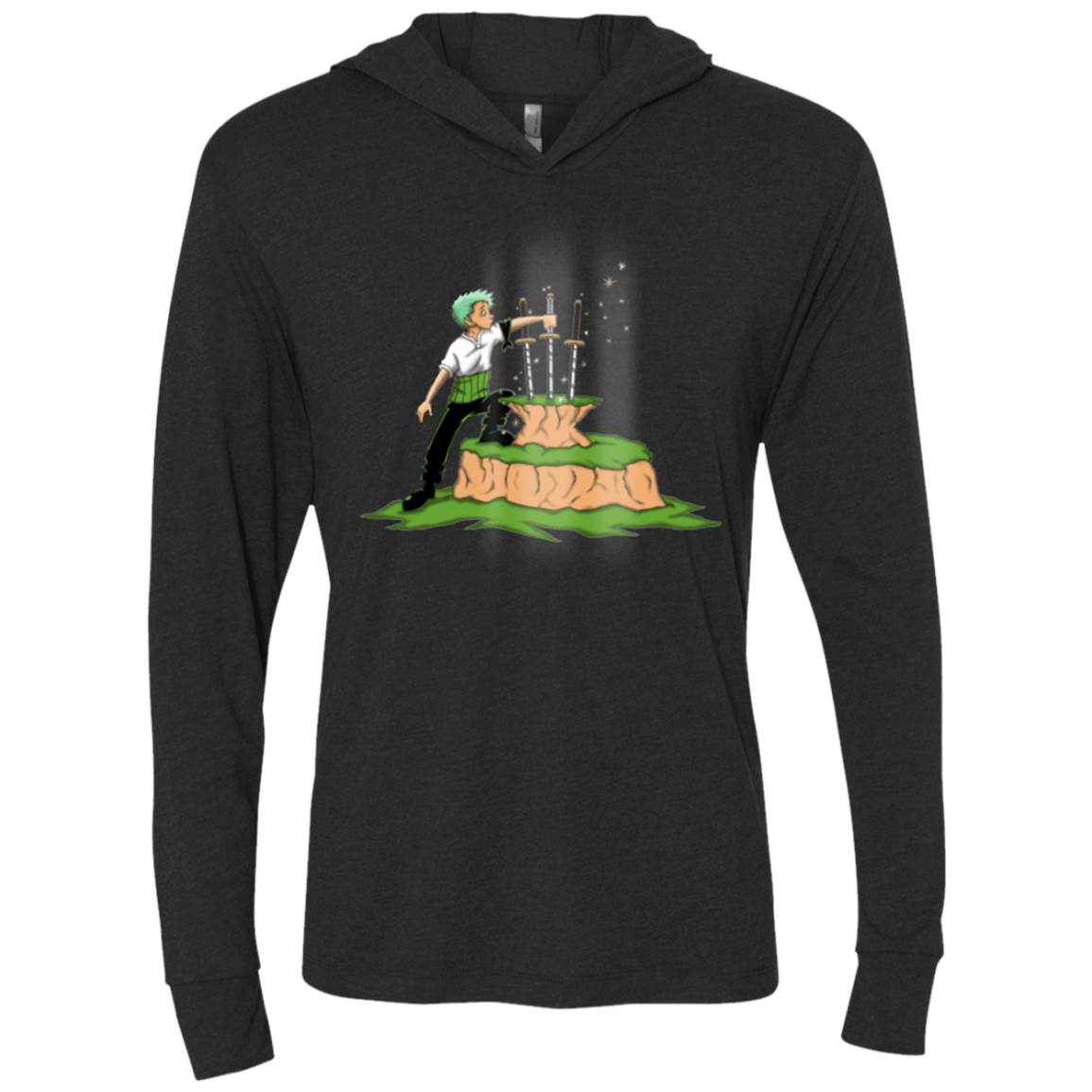 T-Shirts Vintage Black / X-Small 3 Swords in the Stone Triblend Long Sleeve Hoodie Tee