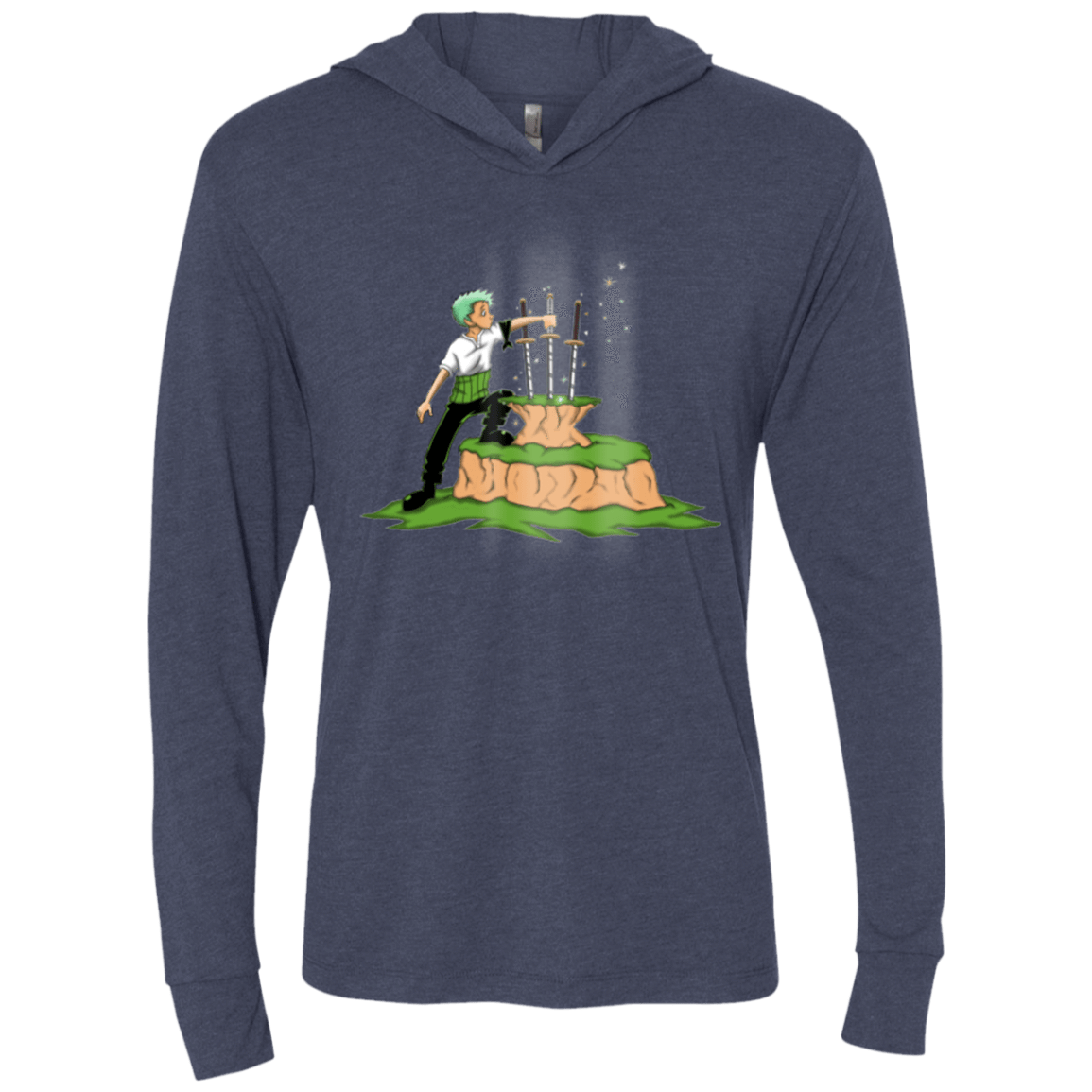 T-Shirts Vintage Navy / X-Small 3 Swords in the Stone Triblend Long Sleeve Hoodie Tee