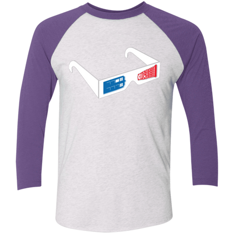 T-Shirts Heather White/Purple Rush / X-Small 3DW Men's Triblend 3/4 Sleeve