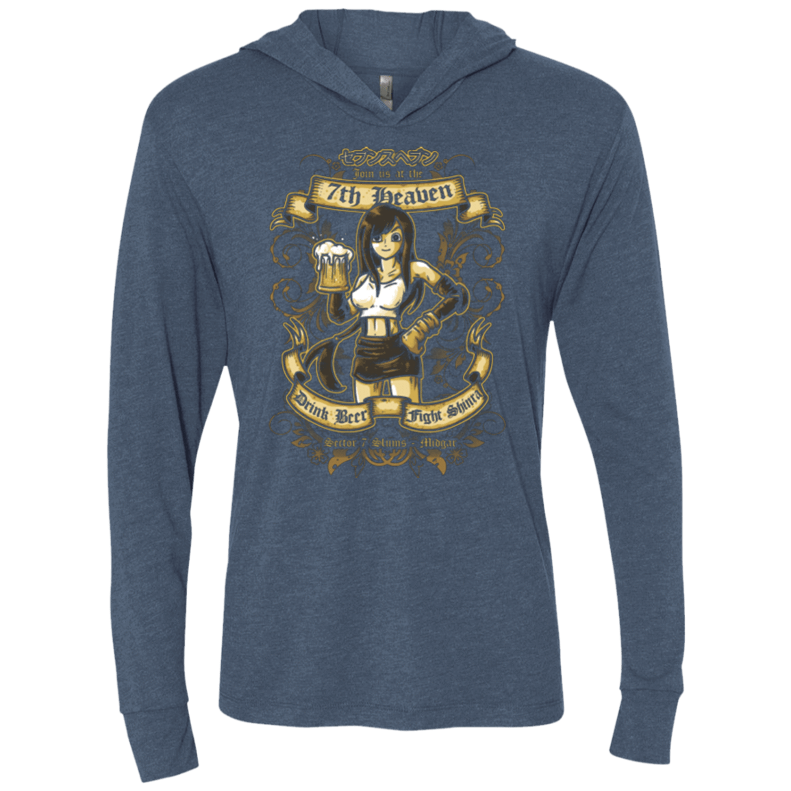 T-Shirts Indigo / X-Small 7TH HEAVEN Triblend Long Sleeve Hoodie Tee
