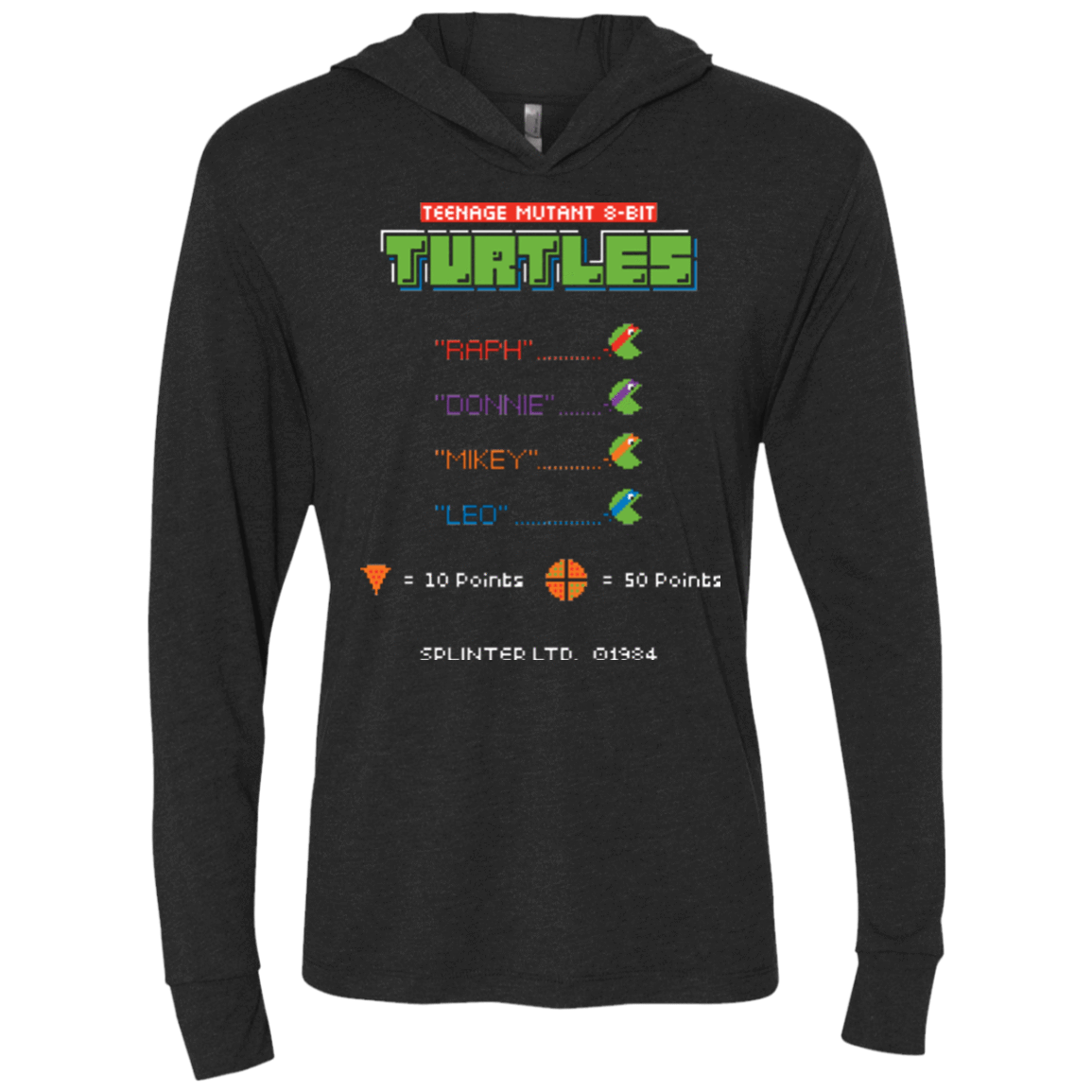 T-Shirts Vintage Black / X-Small 8 Bit Turtles Triblend Long Sleeve Hoodie Tee