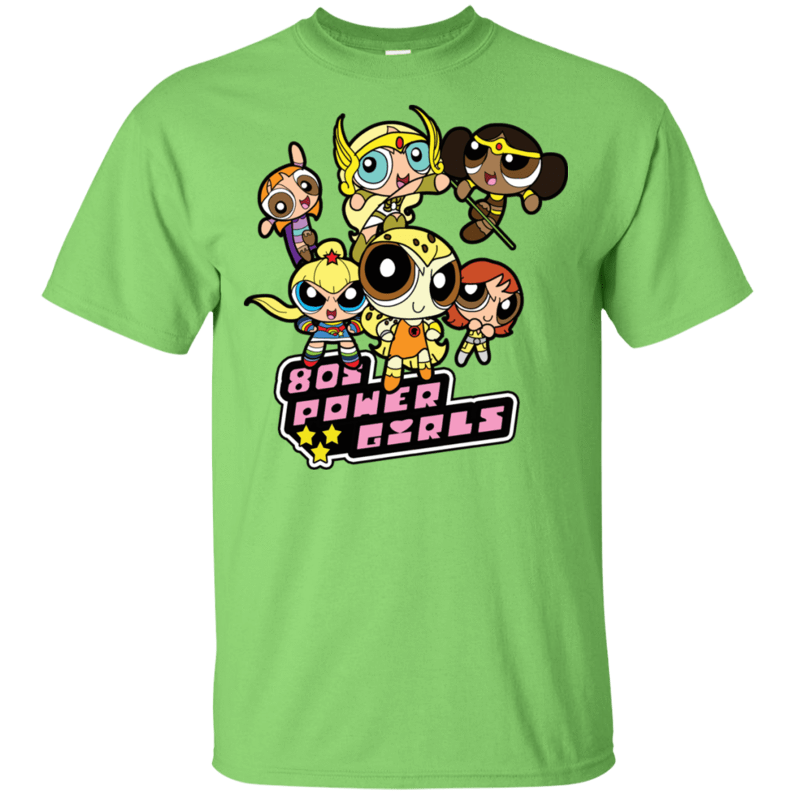 T-Shirts Lime / S 80s Power Girls T-Shirt