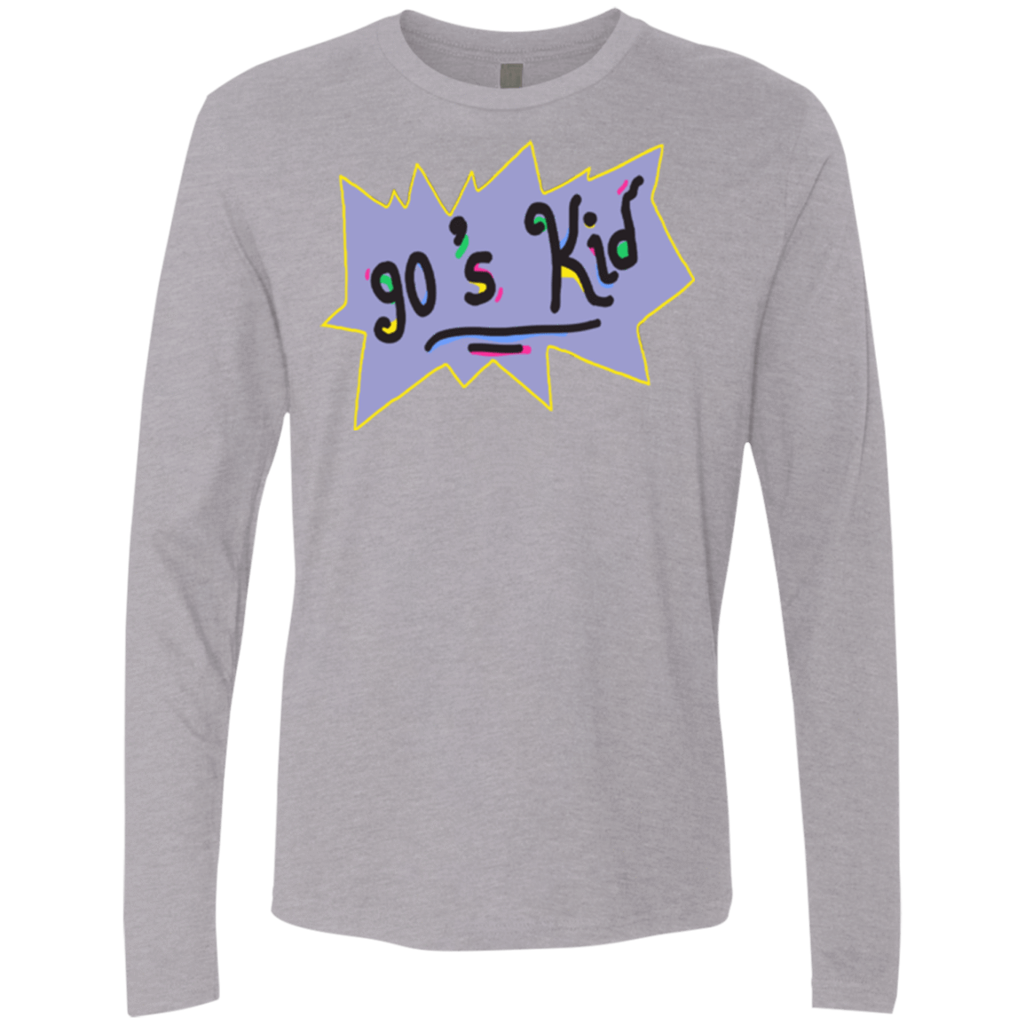 T-Shirts Heather Grey / Small 90's Kid Men's Premium Long Sleeve