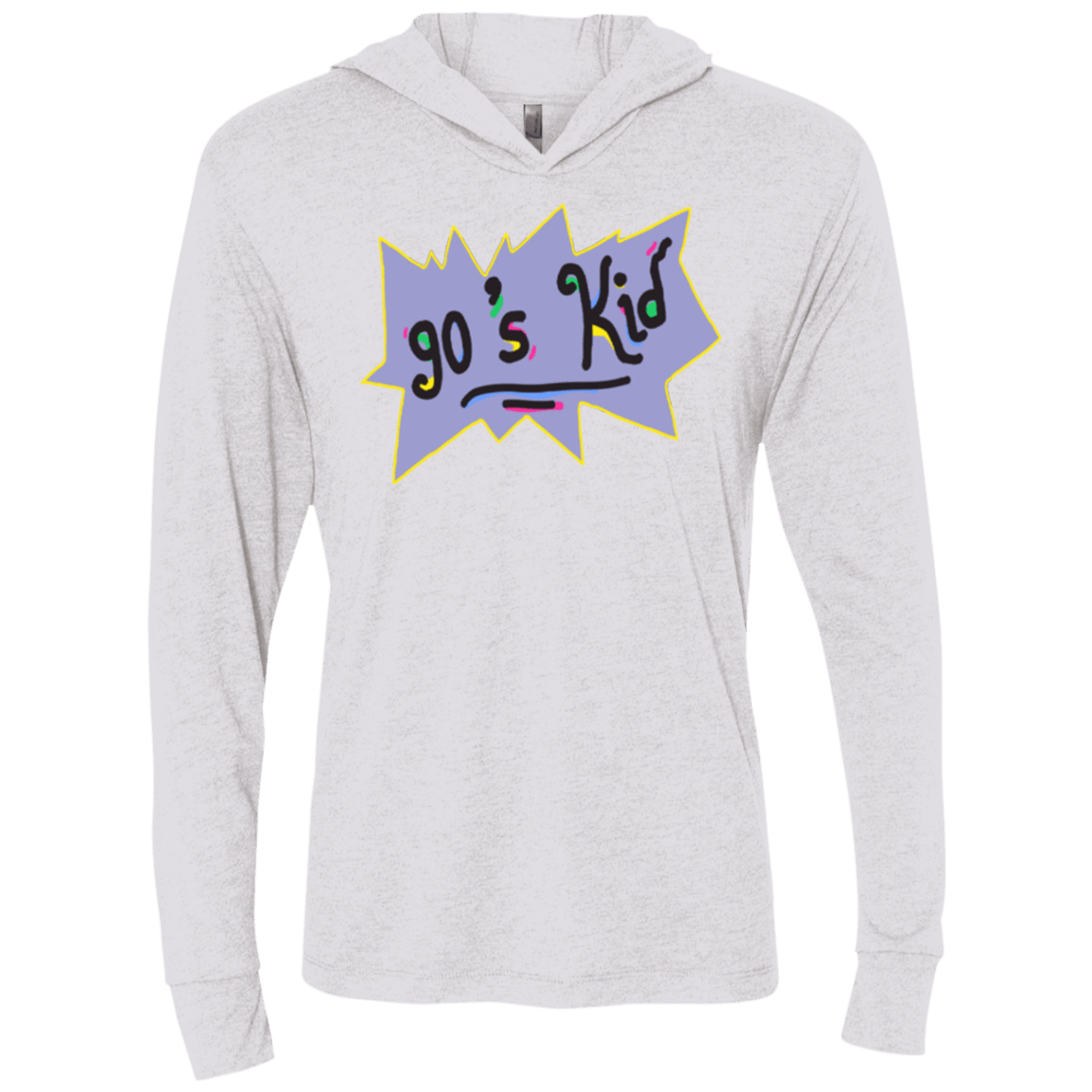 T-Shirts Heather White / X-Small 90's Kid Triblend Long Sleeve Hoodie Tee