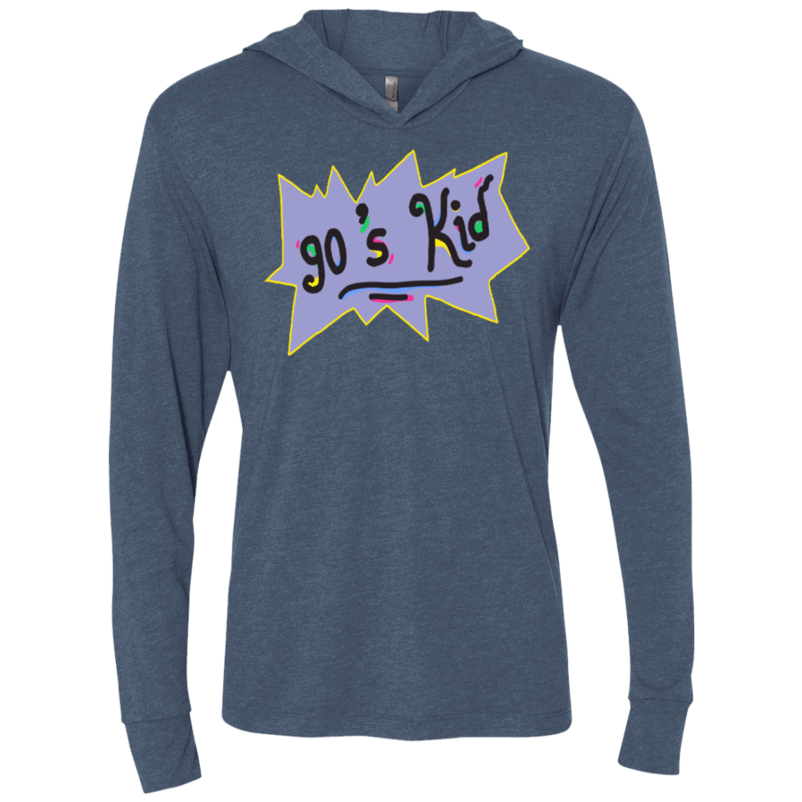 T-Shirts Indigo / X-Small 90's Kid Triblend Long Sleeve Hoodie Tee