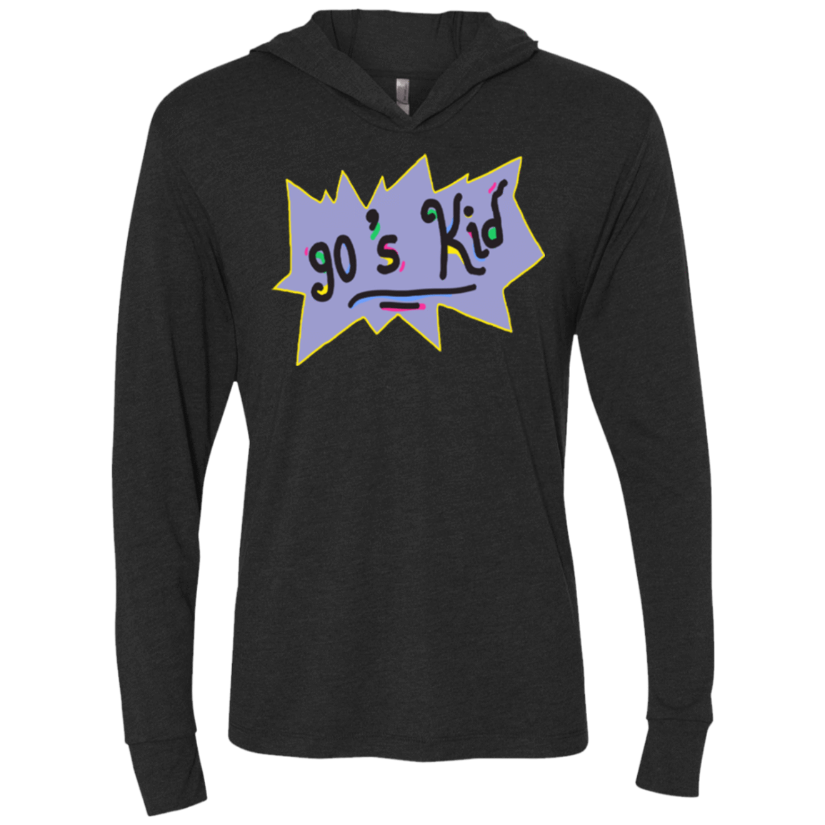 T-Shirts Vintage Black / X-Small 90's Kid Triblend Long Sleeve Hoodie Tee