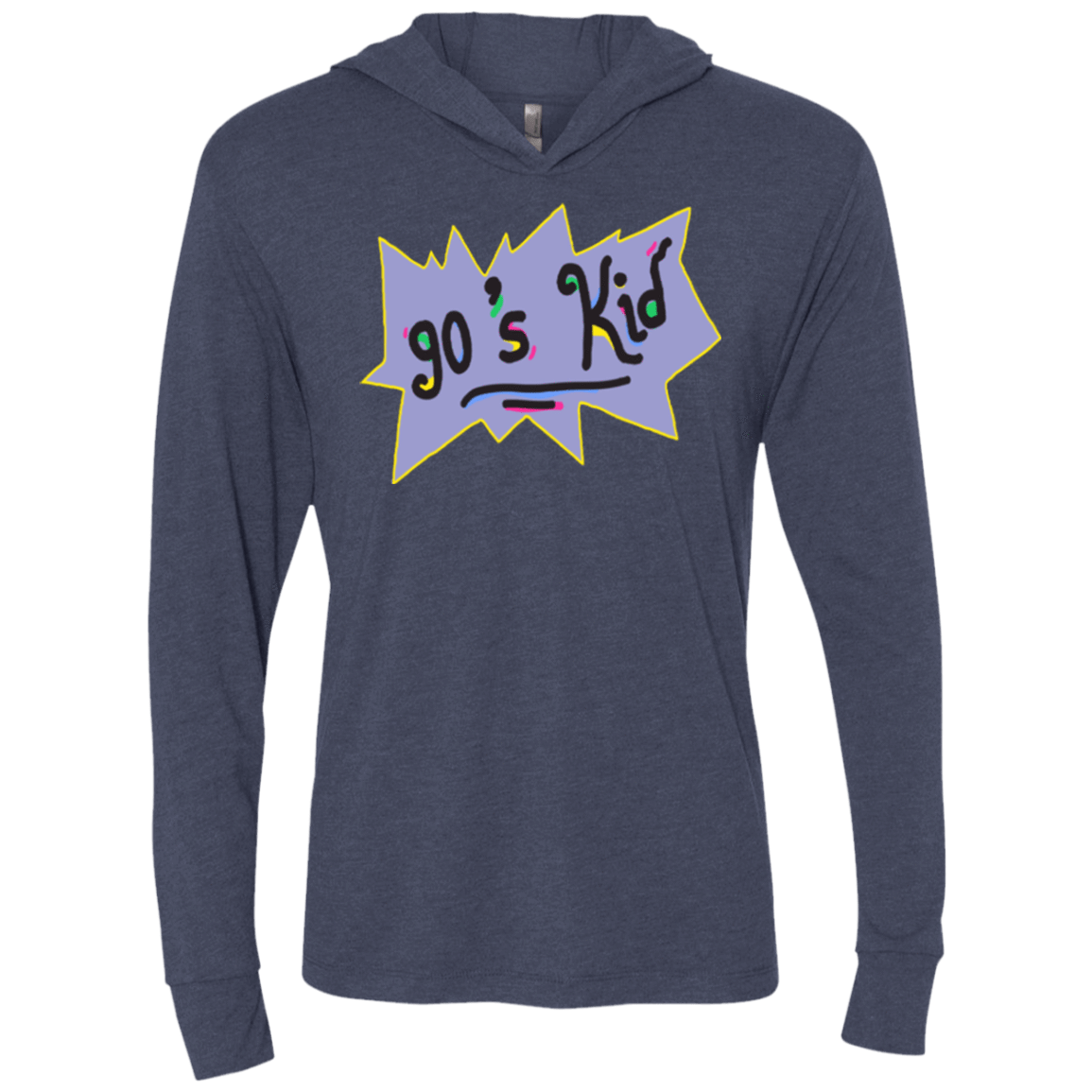 T-Shirts Vintage Navy / X-Small 90's Kid Triblend Long Sleeve Hoodie Tee