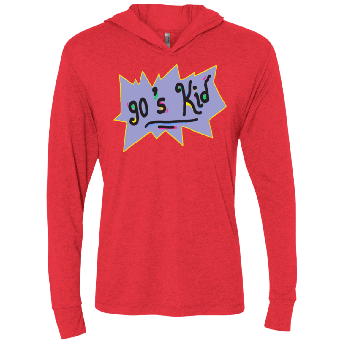 T-Shirts Vintage Red / X-Small 90's Kid Triblend Long Sleeve Hoodie Tee