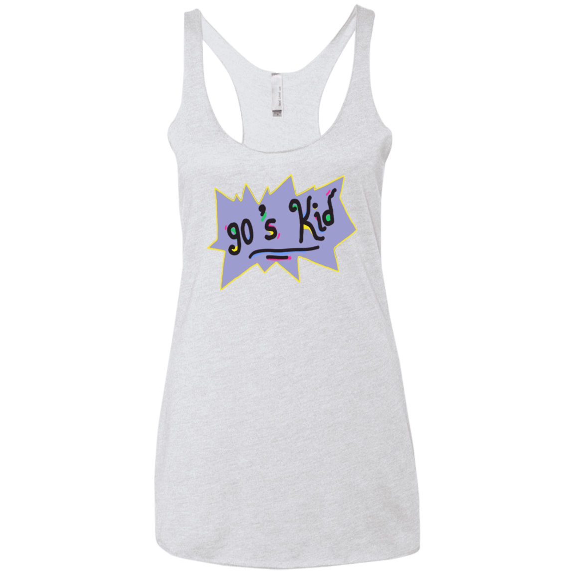 T-Shirts Heather White / X-Small 90's Kid Women's Triblend Racerback Tank