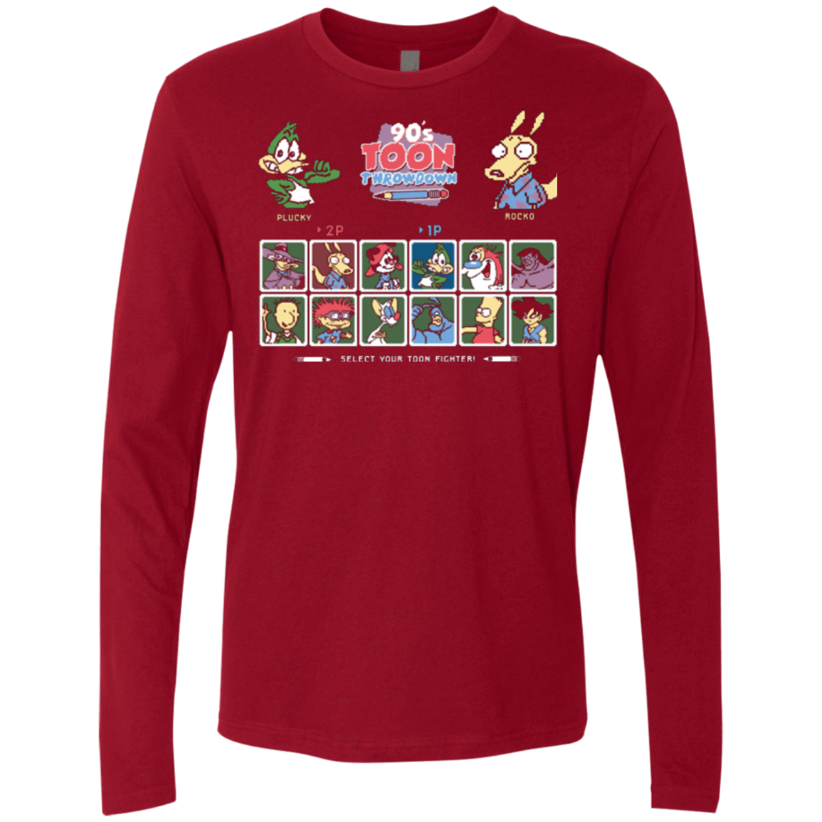 T-Shirts Cardinal / Small 90s Toon Throwdown Men's Premium Long Sleeve