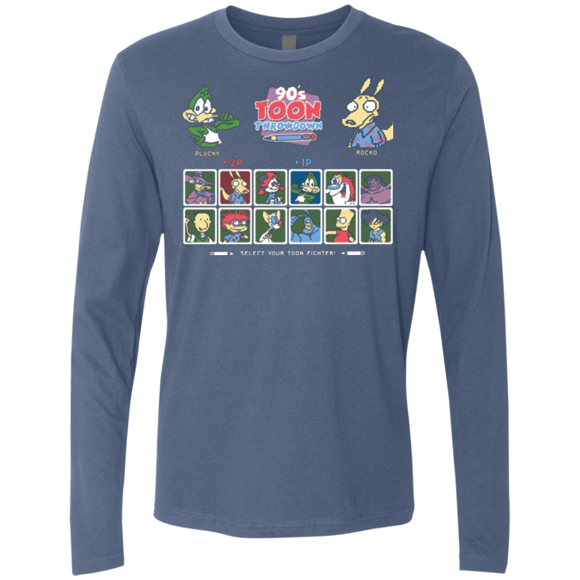 T-Shirts Indigo / Small 90s Toon Throwdown Men's Premium Long Sleeve