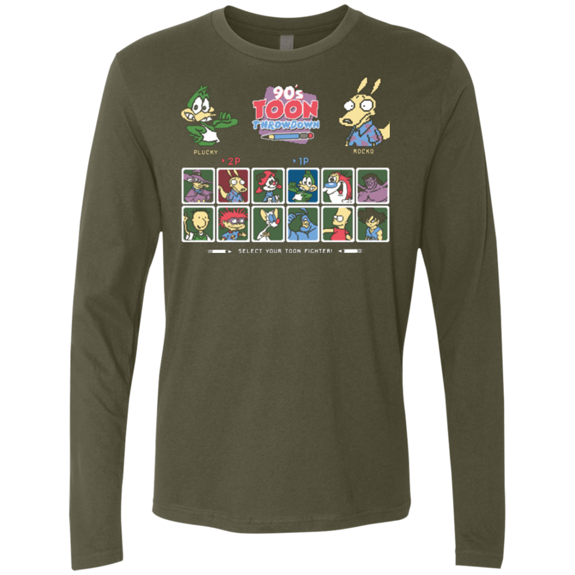 T-Shirts Military Green / Small 90s Toon Throwdown Men's Premium Long Sleeve