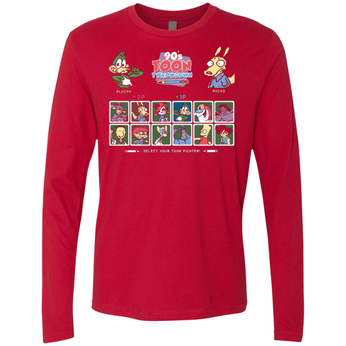 T-Shirts Red / Small 90s Toon Throwdown Men's Premium Long Sleeve