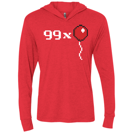 T-Shirts Vintage Red / X-Small 99x Balloon Triblend Long Sleeve Hoodie Tee