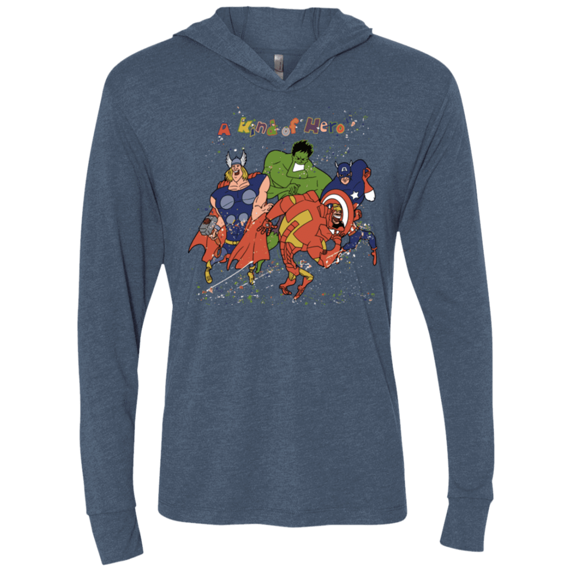 T-Shirts Indigo / X-Small A kind of heroes Triblend Long Sleeve Hoodie Tee