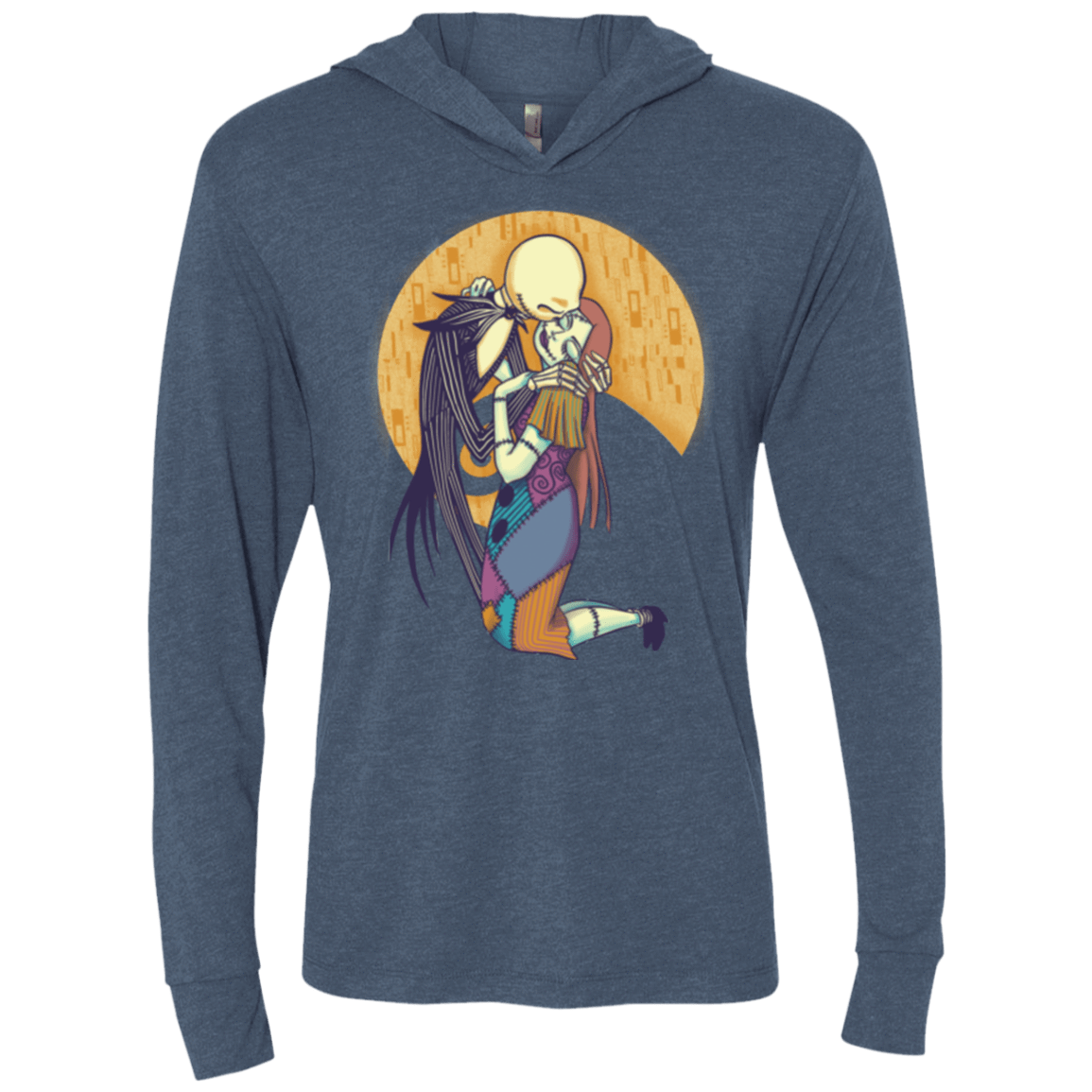 T-Shirts Indigo / X-Small A Kiss Before Christmas Triblend Long Sleeve Hoodie Tee