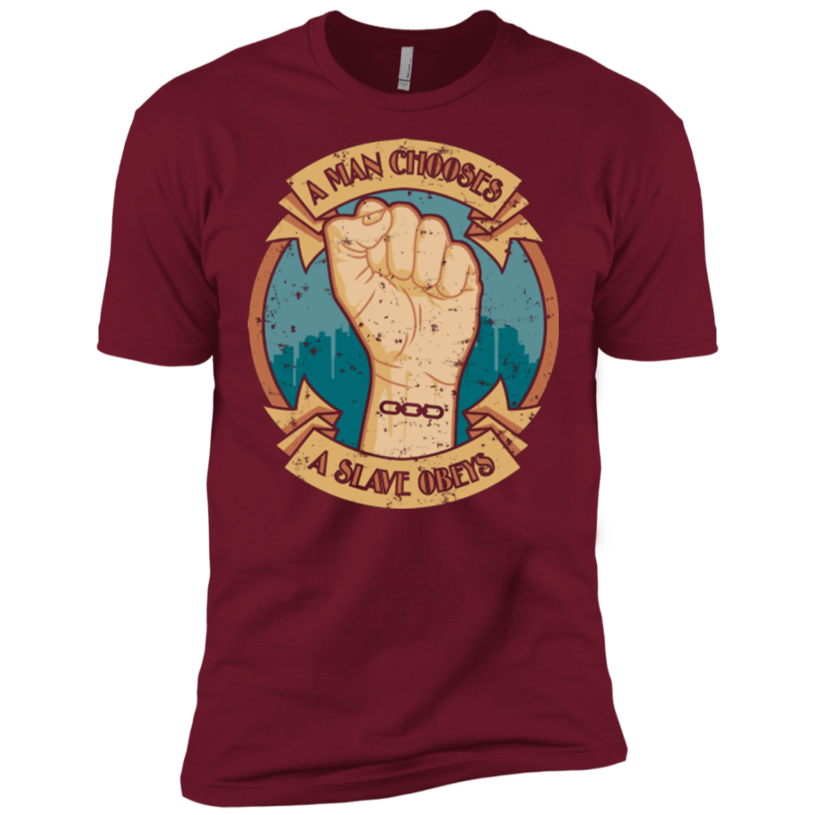T-Shirts Cardinal / X-Small A Man Chooses A Slave Obeys Men's Premium T-Shirt