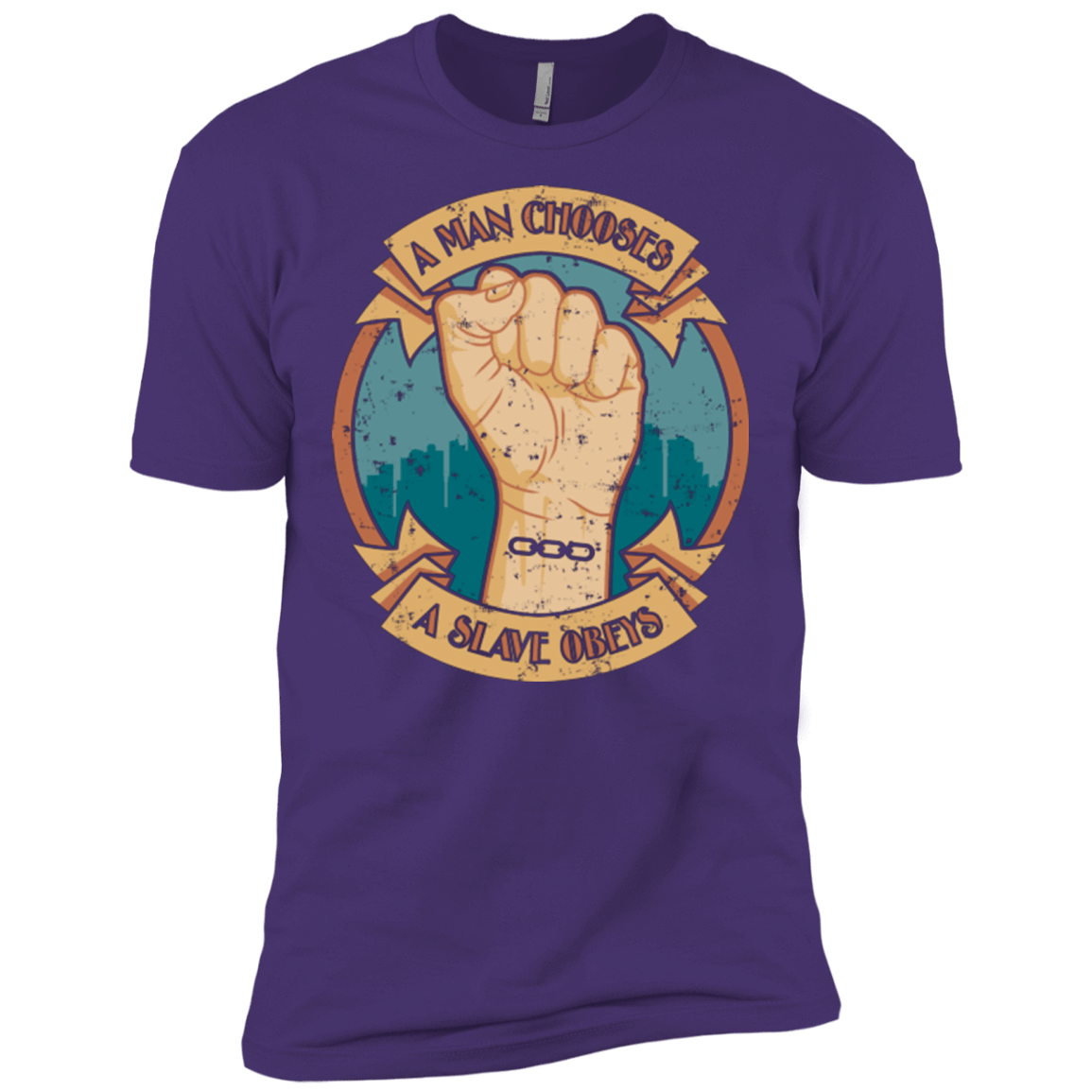 T-Shirts Purple / X-Small A Man Chooses A Slave Obeys Men's Premium T-Shirt