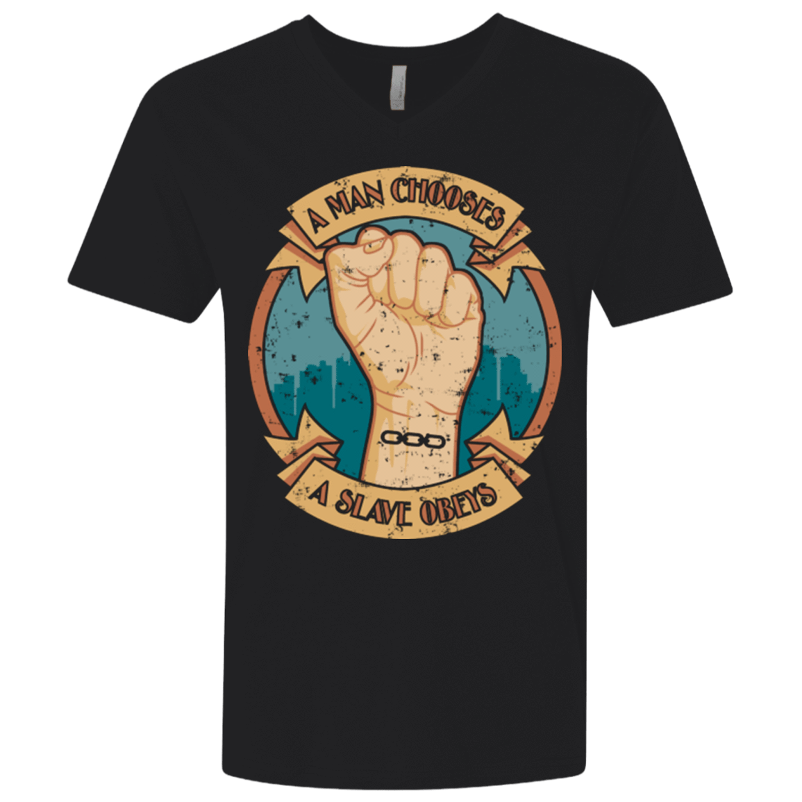 T-Shirts Black / X-Small A Man Chooses A Slave Obeys Men's Premium V-Neck