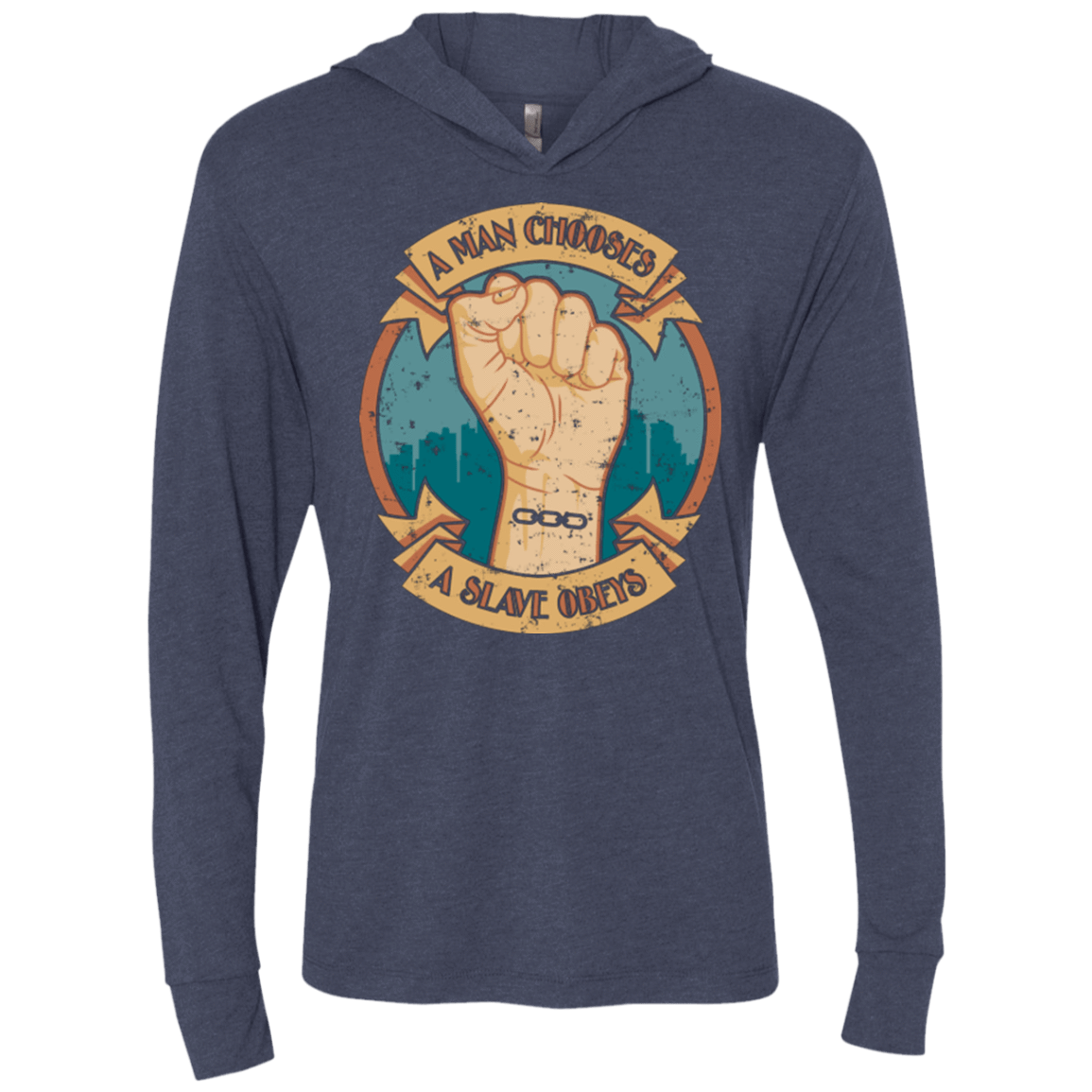 T-Shirts Vintage Navy / X-Small A Man Chooses A Slave Obeys Triblend Long Sleeve Hoodie Tee