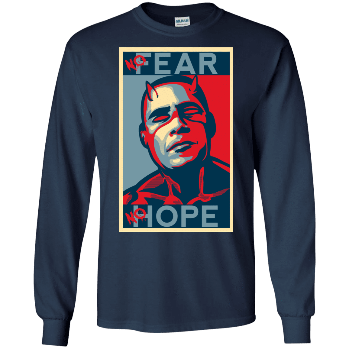 T-Shirts Navy / S A man with no fear Men's Long Sleeve T-Shirt