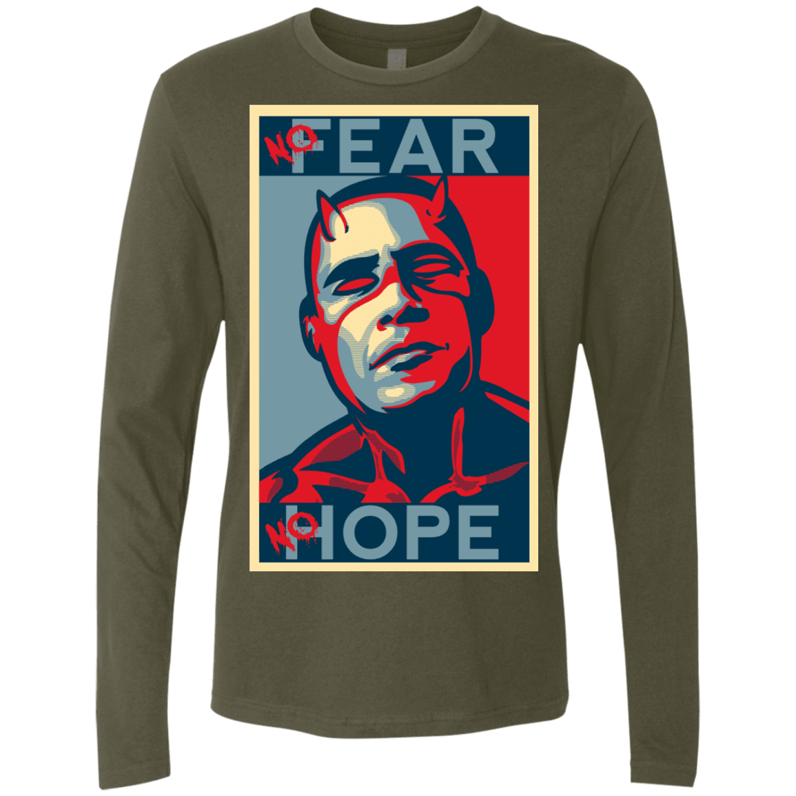 T-Shirts Military Green / S A man with no fear Men's Premium Long Sleeve