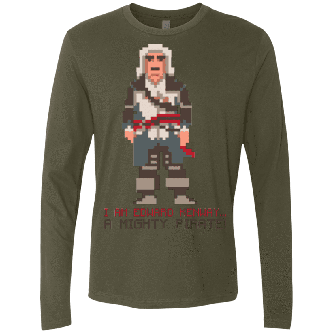 T-Shirts Military Green / Small A Mighty Pirate Men's Premium Long Sleeve
