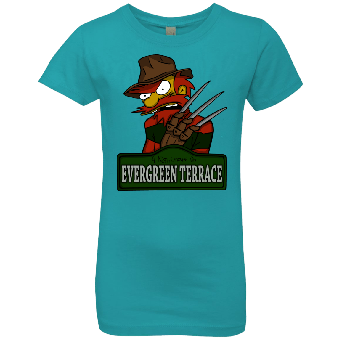 T-Shirts Tahiti Blue / YXS A Nightmare on Springfield Sin Tramas Girls Premium T-Shirt