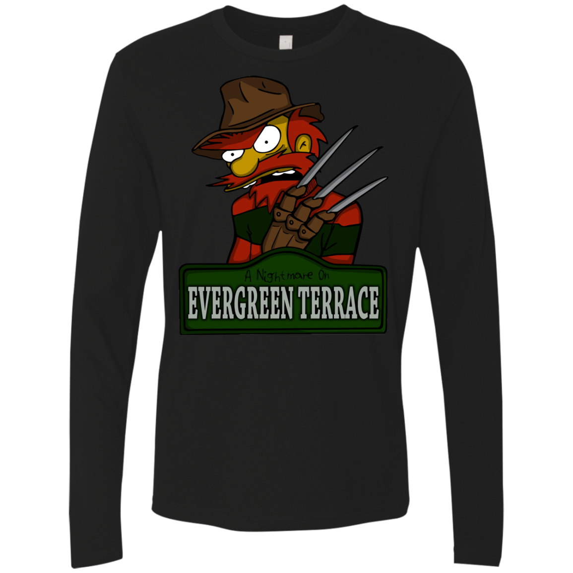 T-Shirts Black / Small A Nightmare on Springfield Sin Tramas Men's Premium Long Sleeve