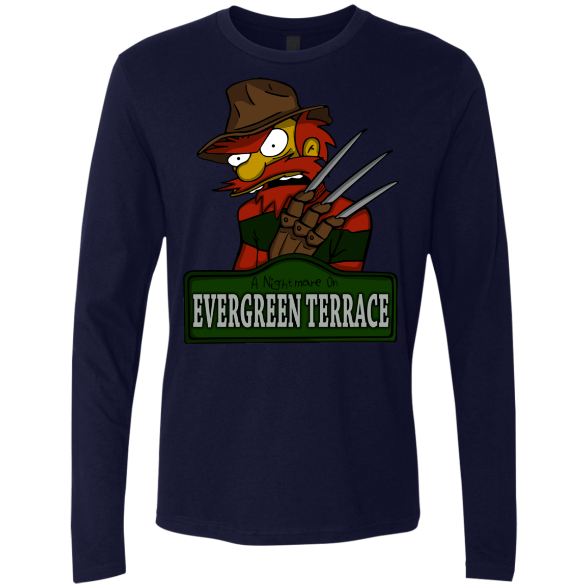 T-Shirts Midnight Navy / Small A Nightmare on Springfield Sin Tramas Men's Premium Long Sleeve