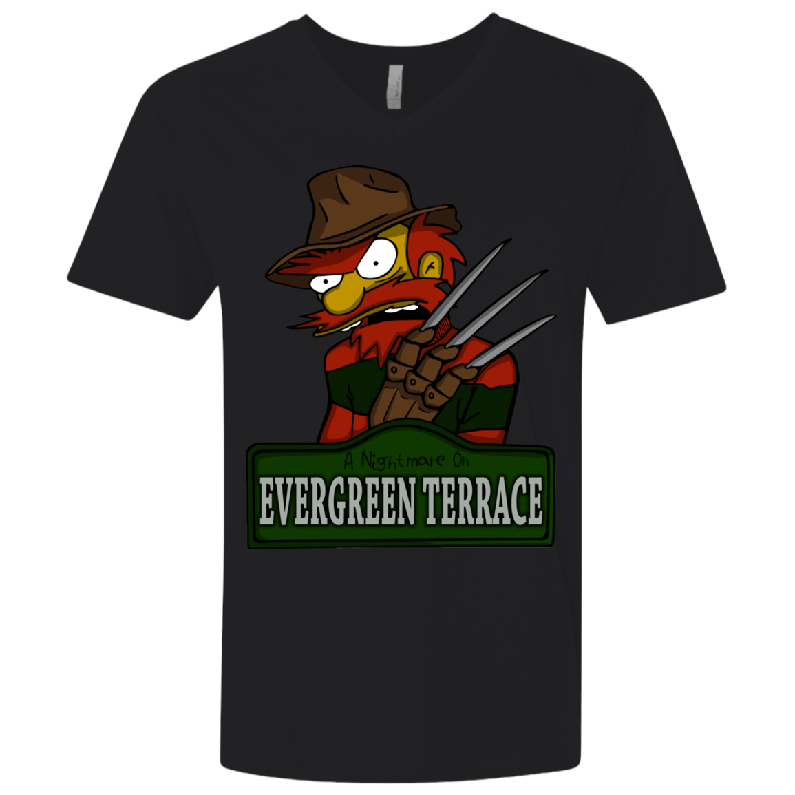 T-Shirts Black / X-Small A Nightmare on Springfield Sin Tramas Men's Premium V-Neck