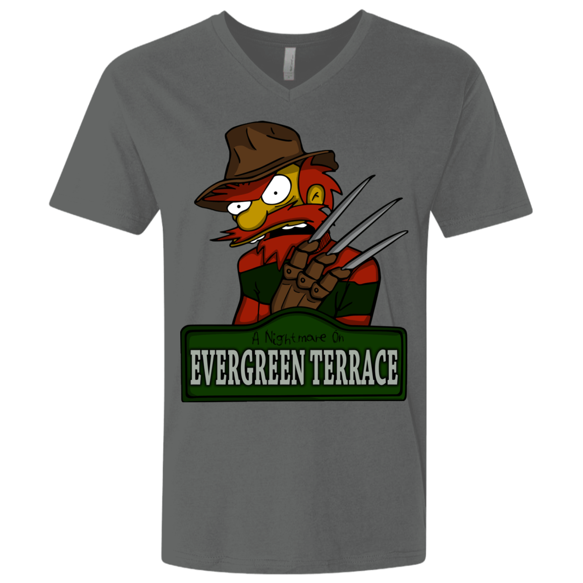 T-Shirts Heavy Metal / X-Small A Nightmare on Springfield Sin Tramas Men's Premium V-Neck