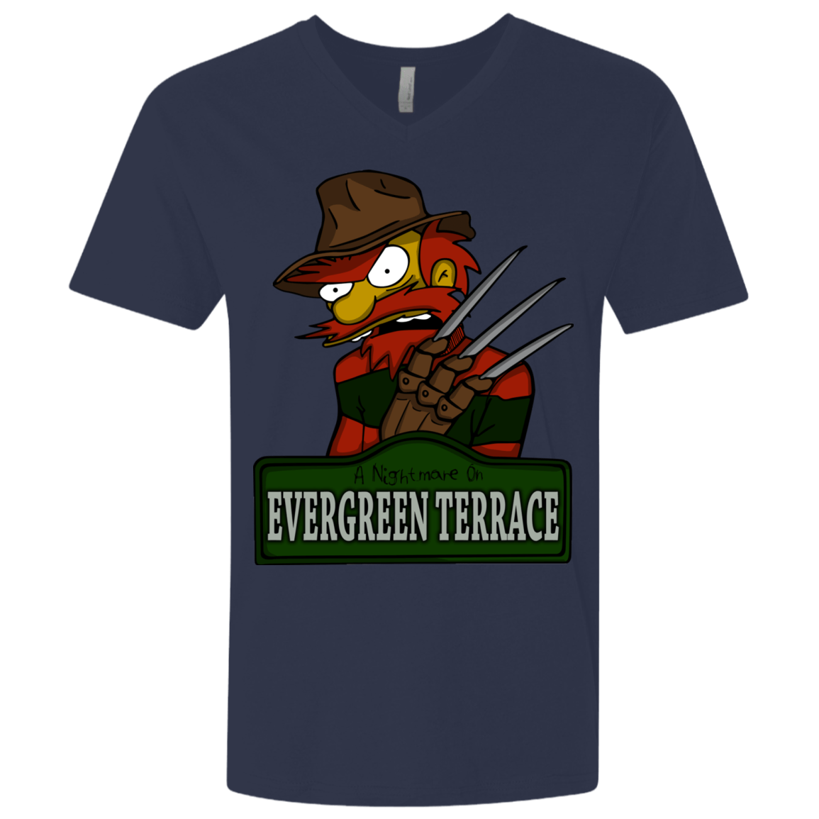 T-Shirts Midnight Navy / X-Small A Nightmare on Springfield Sin Tramas Men's Premium V-Neck