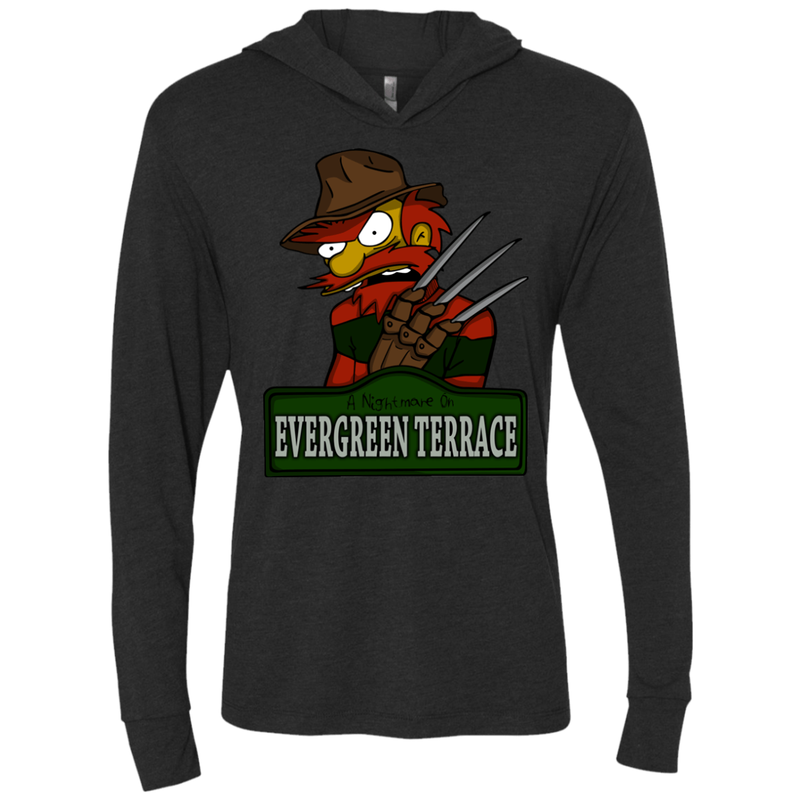 T-Shirts Vintage Black / X-Small A Nightmare on Springfield Sin Tramas Triblend Long Sleeve Hoodie Tee