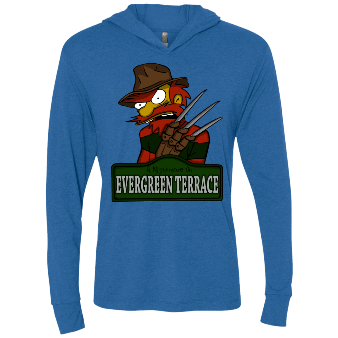 T-Shirts Vintage Royal / X-Small A Nightmare on Springfield Sin Tramas Triblend Long Sleeve Hoodie Tee