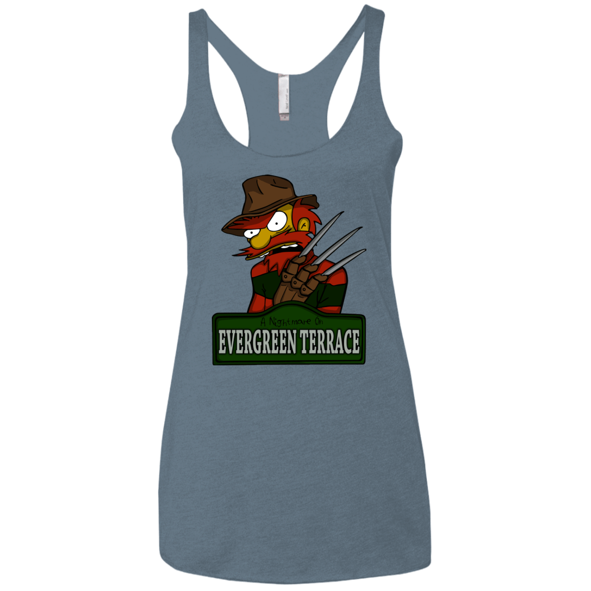 T-Shirts Indigo / X-Small A Nightmare on Springfield Sin Tramas Women's Triblend Racerback Tank