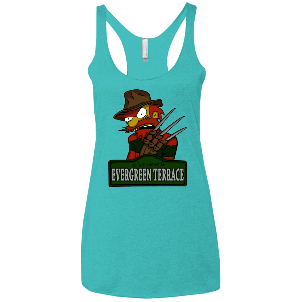 T-Shirts Tahiti Blue / X-Small A Nightmare on Springfield Sin Tramas Women's Triblend Racerback Tank
