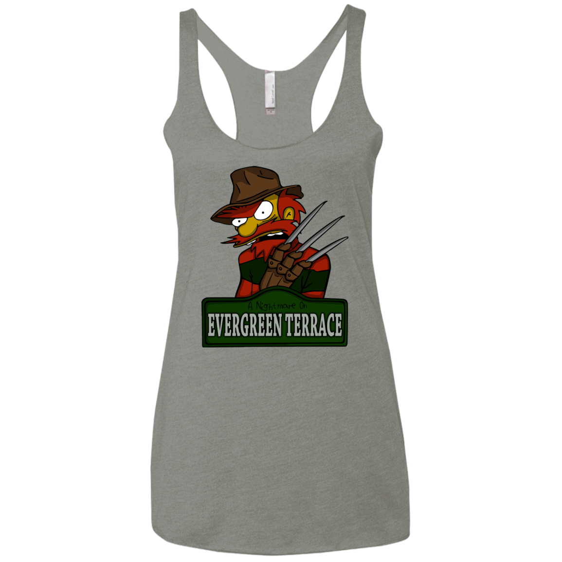 T-Shirts Venetian Grey / X-Small A Nightmare on Springfield Sin Tramas Women's Triblend Racerback Tank