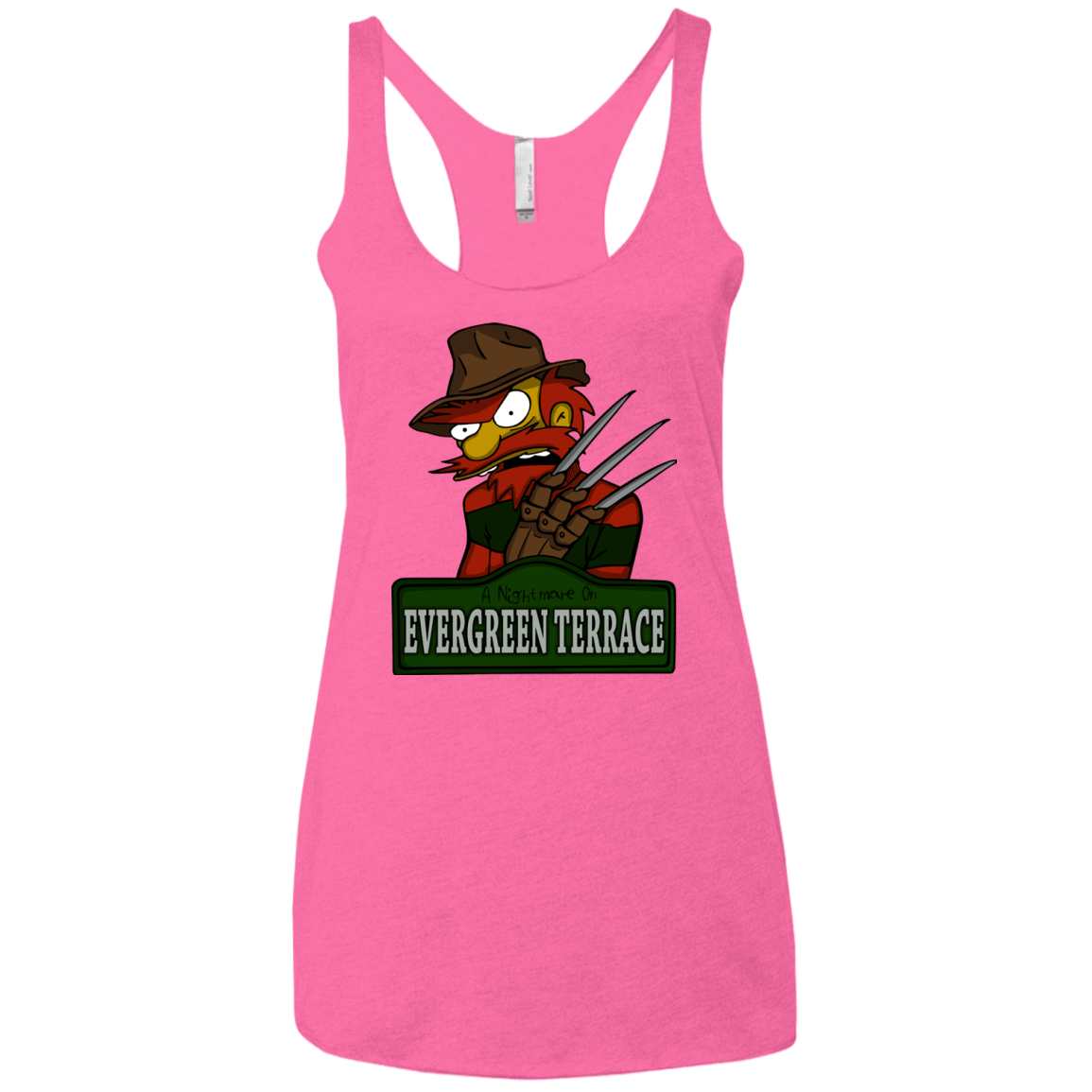 T-Shirts Vintage Pink / X-Small A Nightmare on Springfield Sin Tramas Women's Triblend Racerback Tank
