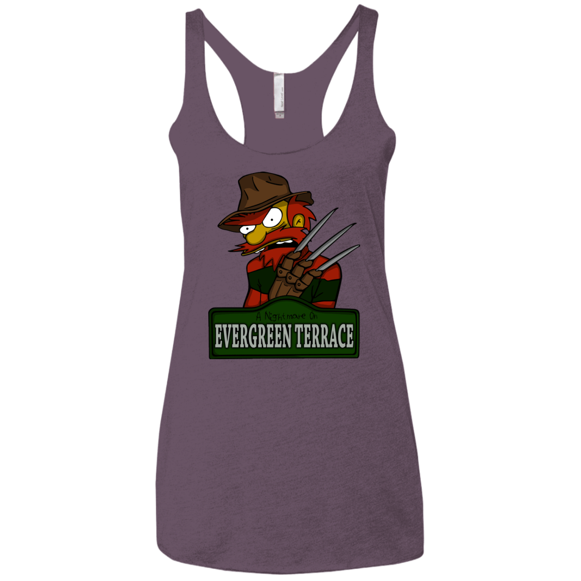 T-Shirts Vintage Purple / X-Small A Nightmare on Springfield Sin Tramas Women's Triblend Racerback Tank