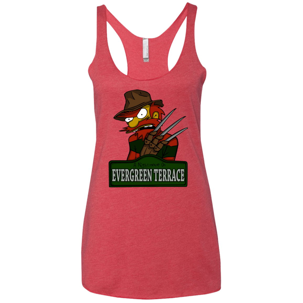 T-Shirts Vintage Red / X-Small A Nightmare on Springfield Sin Tramas Women's Triblend Racerback Tank