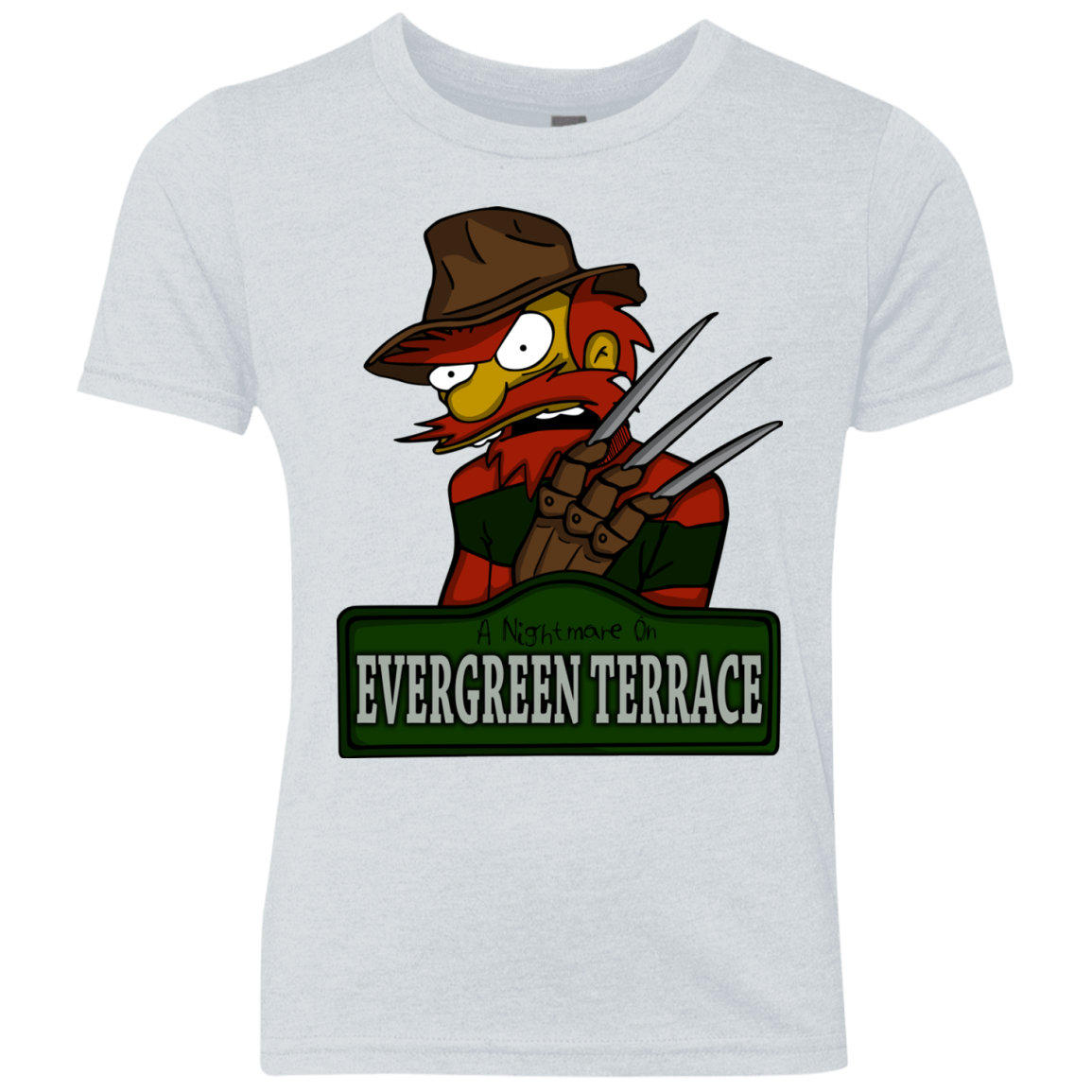 T-Shirts Heather White / YXS A Nightmare on Springfield Sin Tramas Youth Triblend T-Shirt