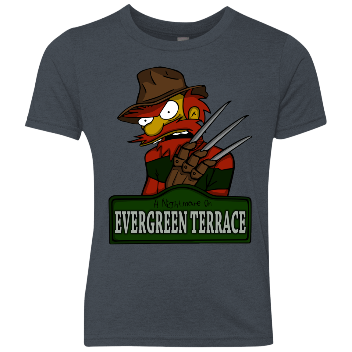 T-Shirts Vintage Navy / YXS A Nightmare on Springfield Sin Tramas Youth Triblend T-Shirt