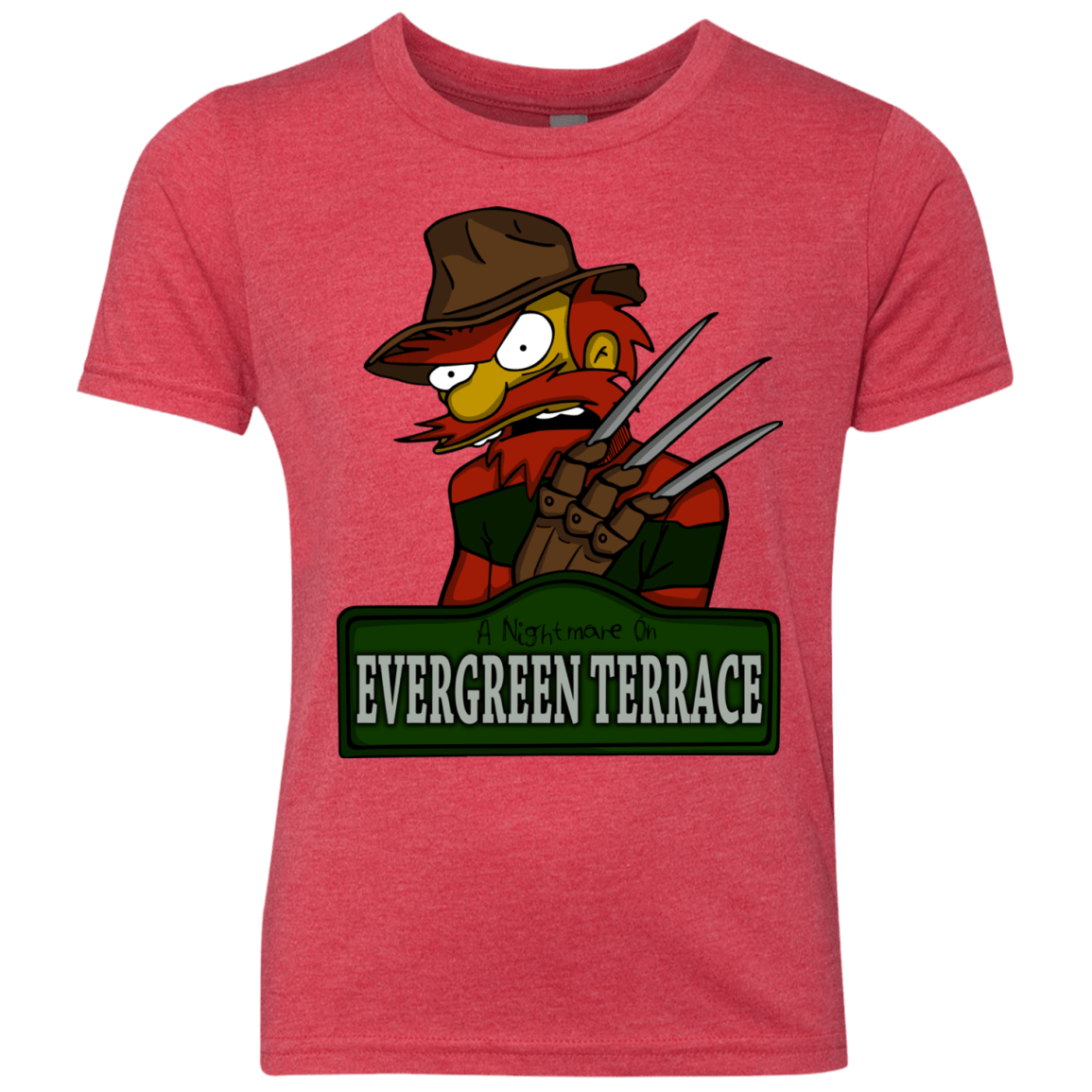 T-Shirts Vintage Red / YXS A Nightmare on Springfield Sin Tramas Youth Triblend T-Shirt