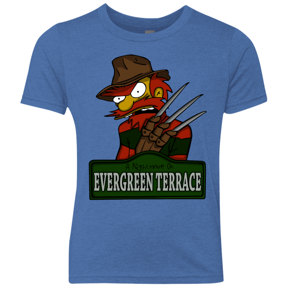 T-Shirts Vintage Royal / YXS A Nightmare on Springfield Sin Tramas Youth Triblend T-Shirt