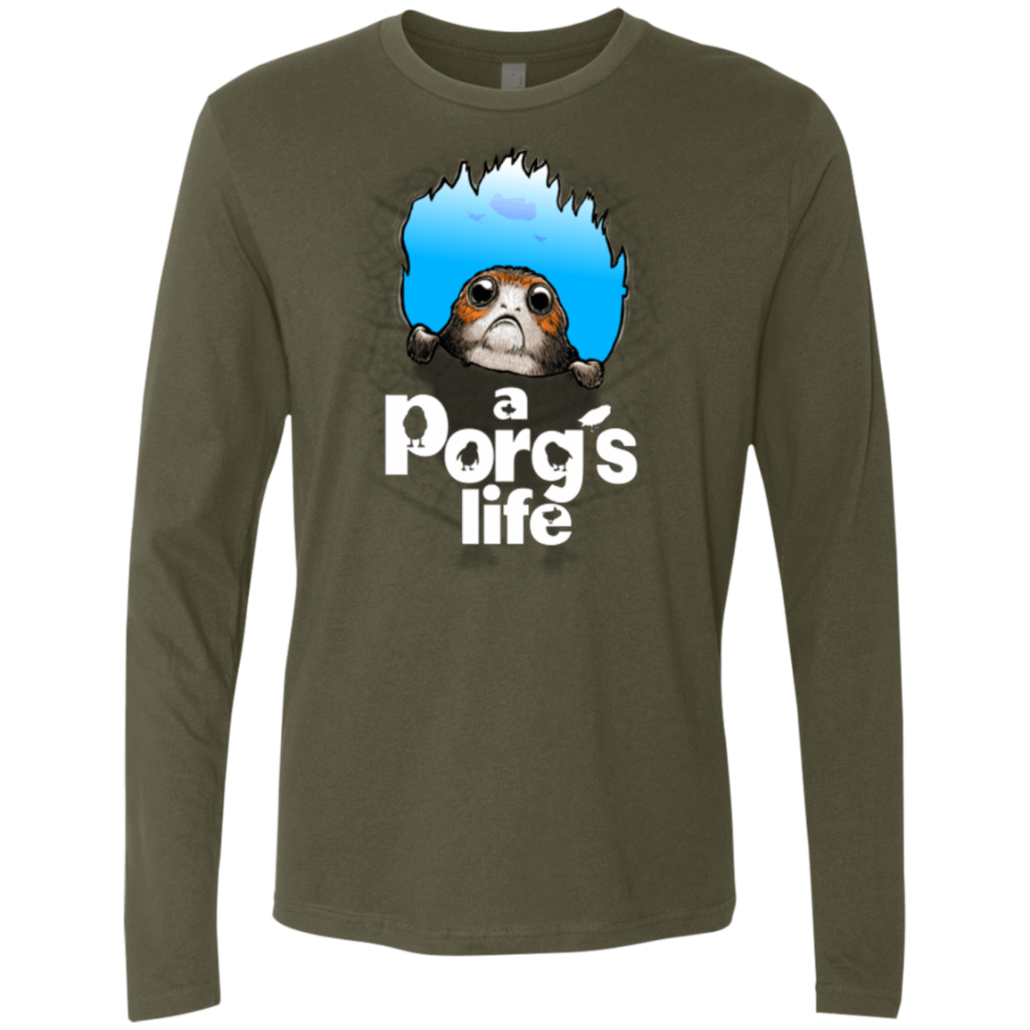 T-Shirts Military Green / Small A Porgs Life Men's Premium Long Sleeve