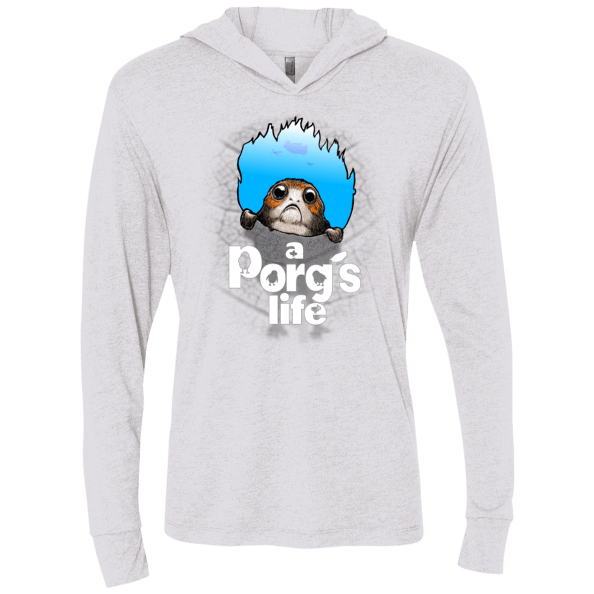 T-Shirts Heather White / X-Small A Porgs Life Triblend Long Sleeve Hoodie Tee